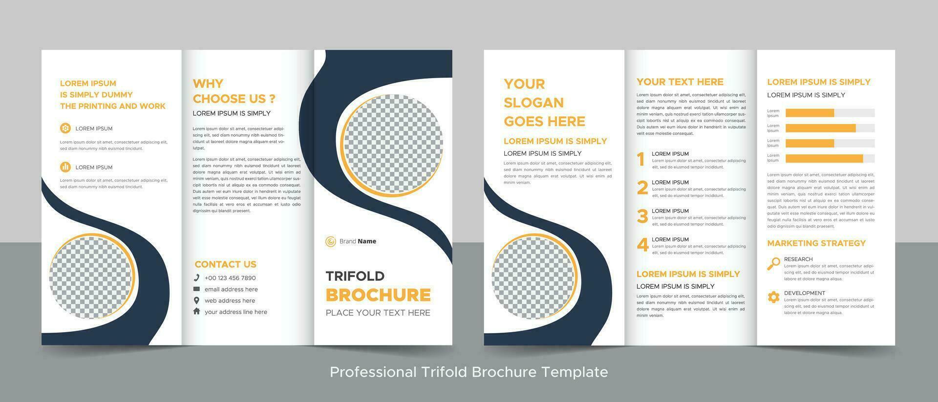 Kreative dreifach gefaltete Broschürenvorlage für moderne Unternehmen, dreifach gefaltetes Layout, Brief, Broschüre im A4-Format. vektor