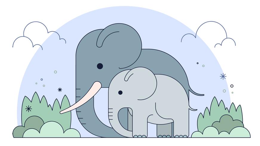 elefant familj vektor
