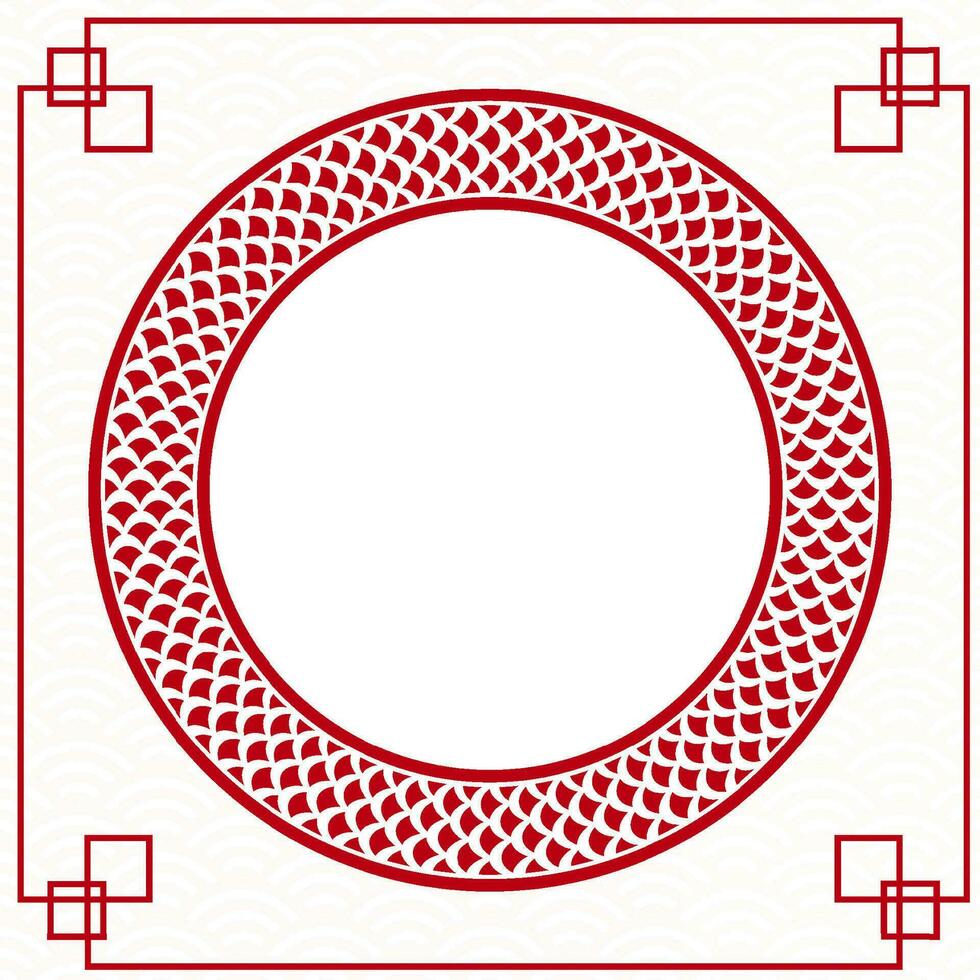 Chinesisch Rahmen mit orientalisch asiatisch mit rot Farbe Elemente auf Weiß Farbe Hintergrund vektor