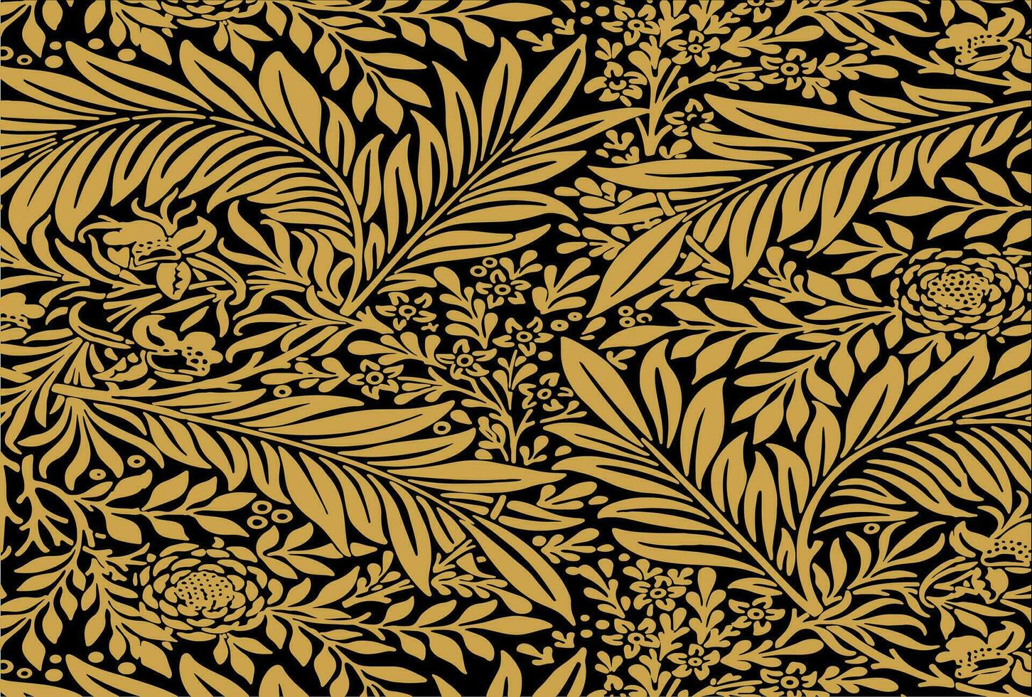 årgång guld löv prydnad mönster bakgrund vektor