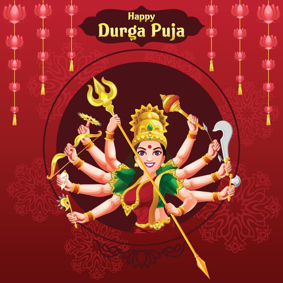 Durga Puja Navratri Festival wünscht Design vektor