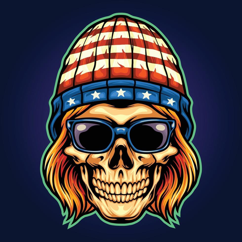 amerikanischer hut schädel rockstar maskottchen Illustrationen vektor