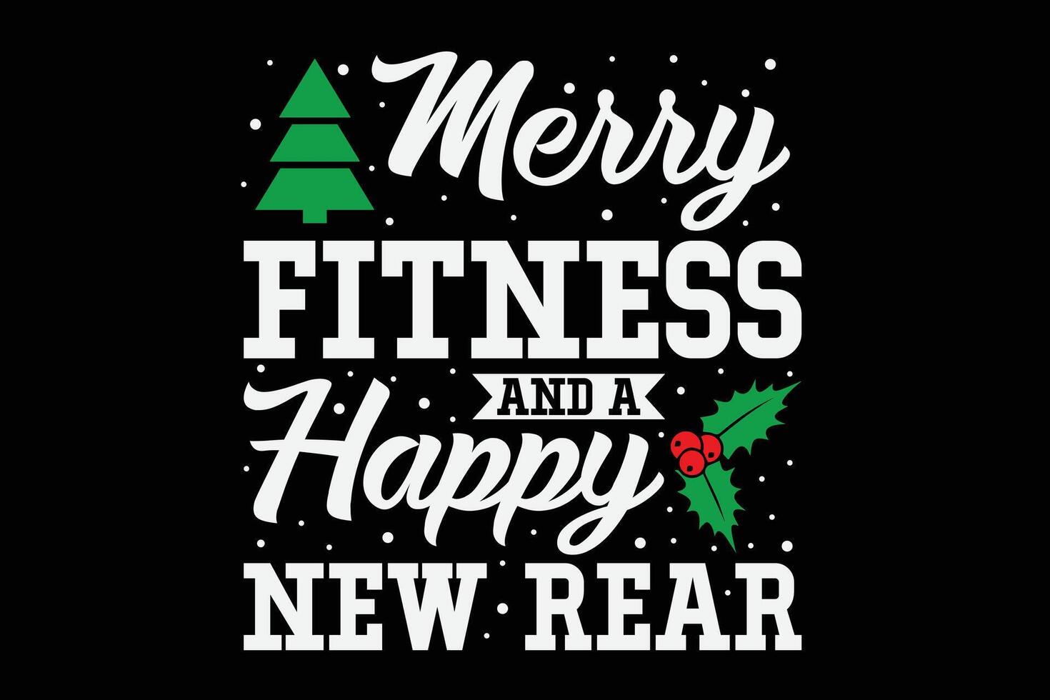fröhlich Fitness und ein glücklich Neu Jahr komisch Weihnachten Hemd Design vektor
