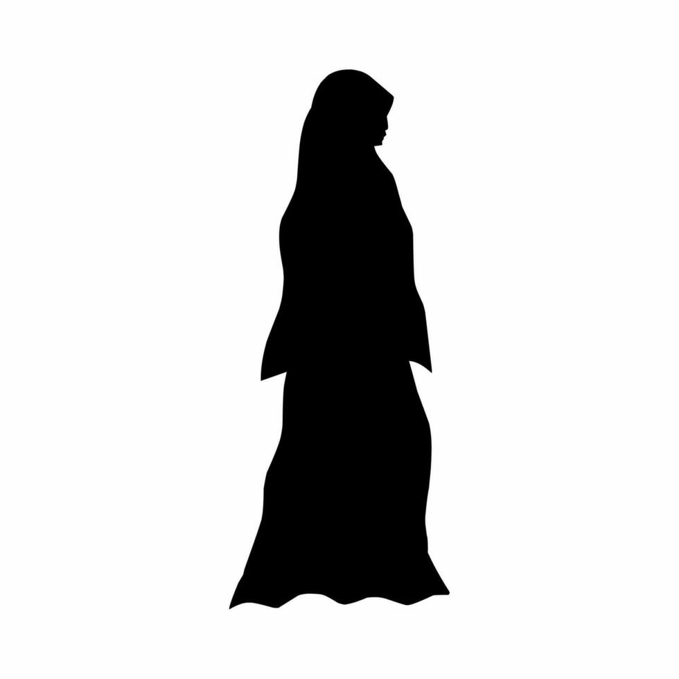 kvinna muslim silhuett vektor illustration. kvinna muslim med hijab för eid mubarak. ramadan design grafisk i muslim kultur och islam religion