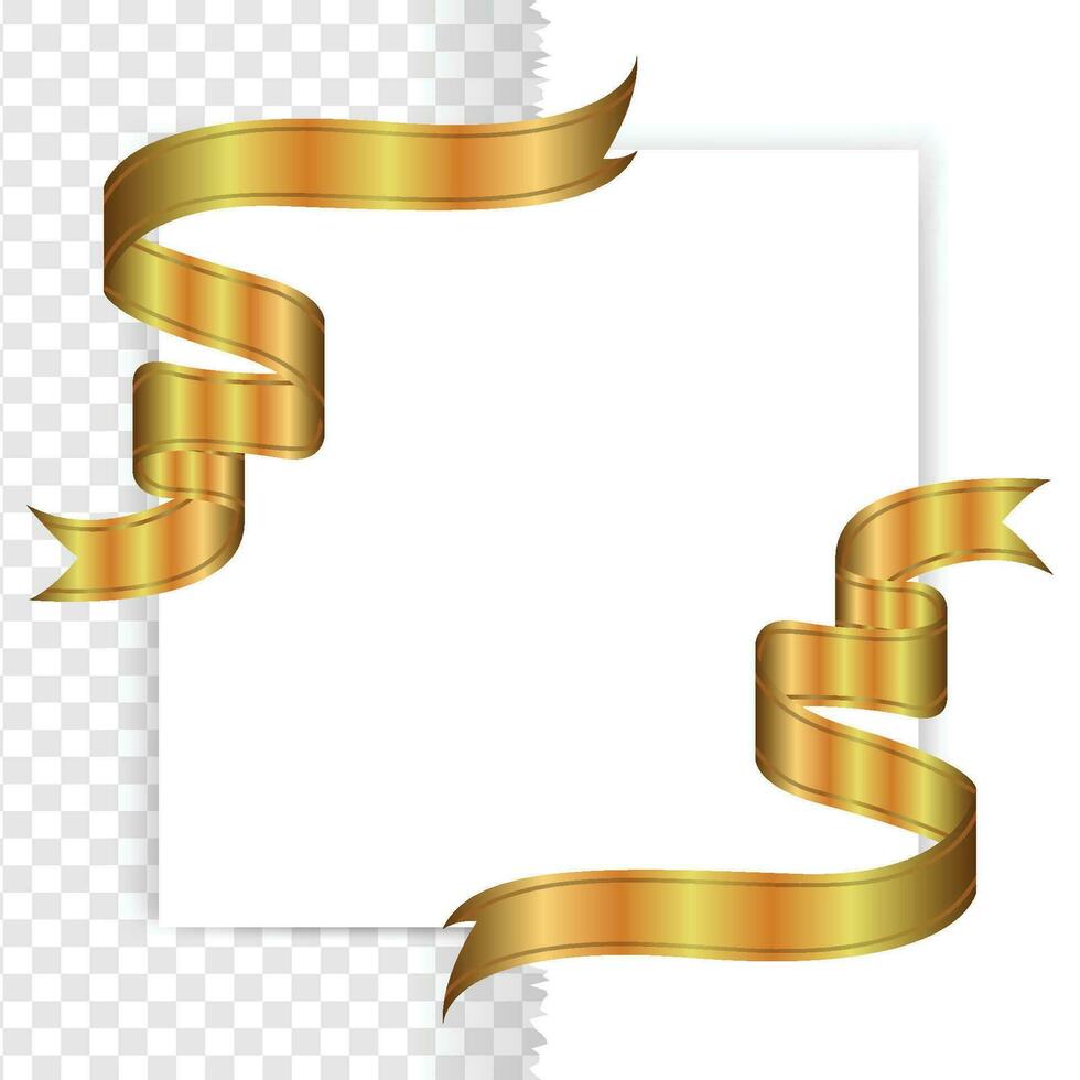 golden Etikett mit Ecke Band, leeren Seite Vorlage Rahmen isoliert auf Hintergrund vektor