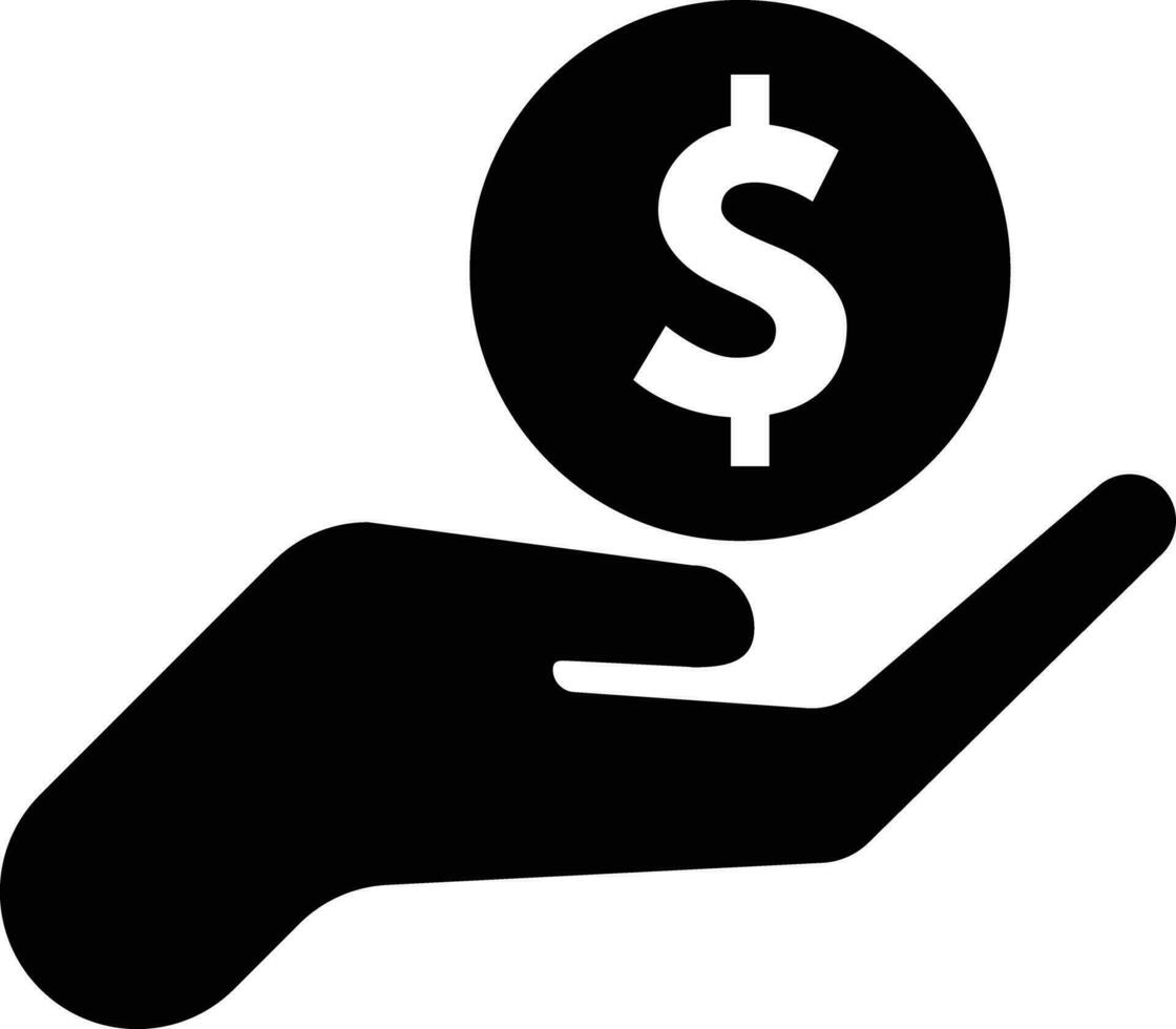 Geld im Hand Symbol . investieren Finanzen Zeichen . speichern Geld Symbol . Hand halten Dollar Symbol Vektor