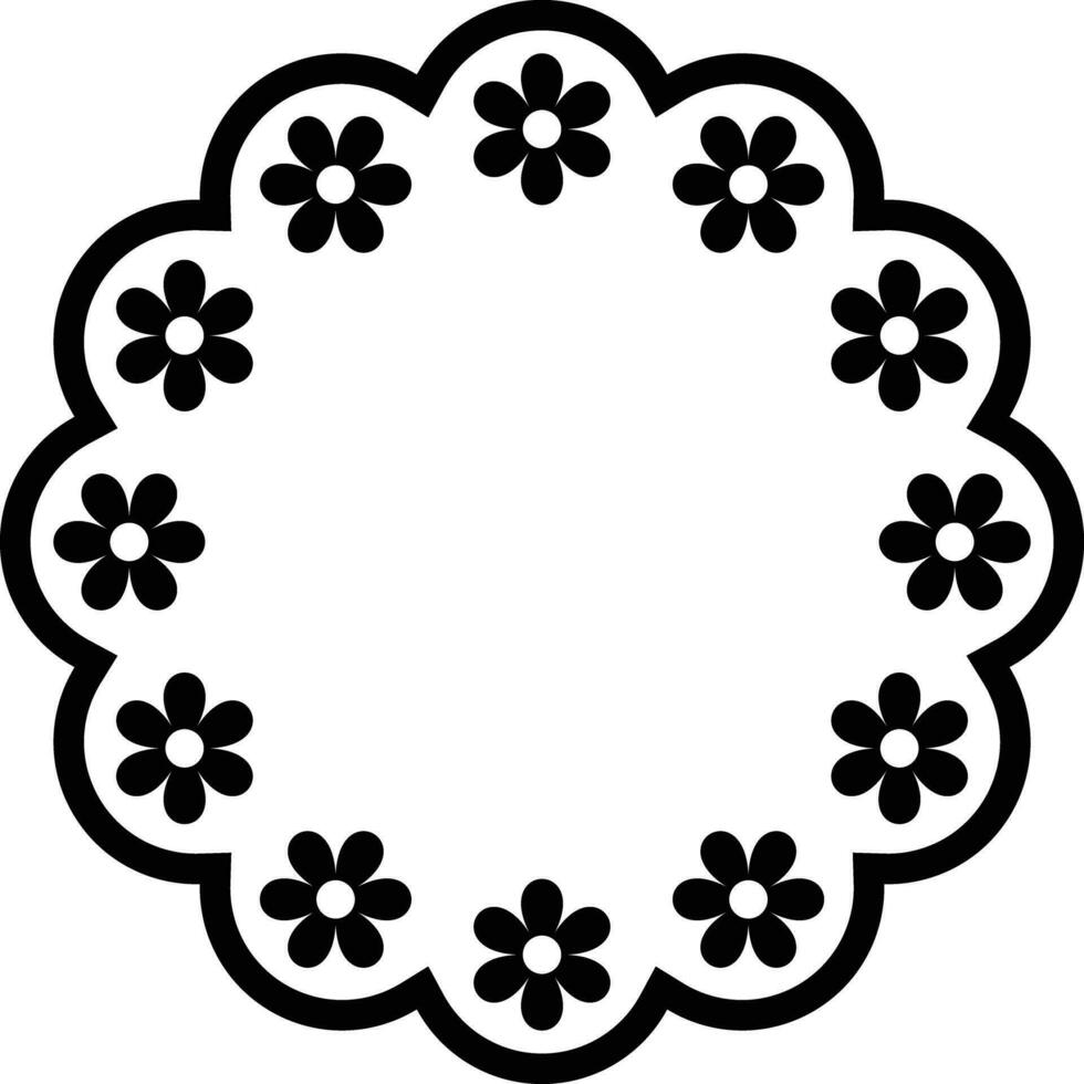 uddig cirkel med blommor isolerat på vit bakgrund vektor
