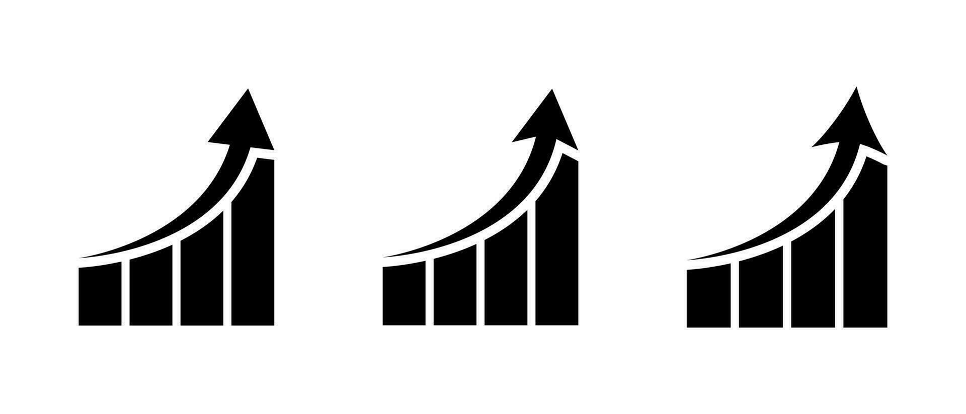 wachsend Bar Graph Symbol Vektor im eben Stil. steigend Pfeil Zeichen Symbol