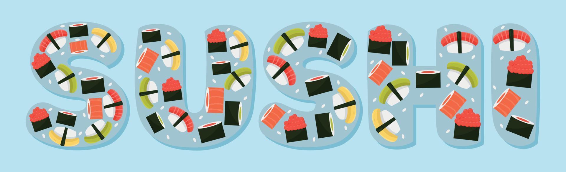 Wort Sushi stilisiert als stilvolles Logo - Vektor