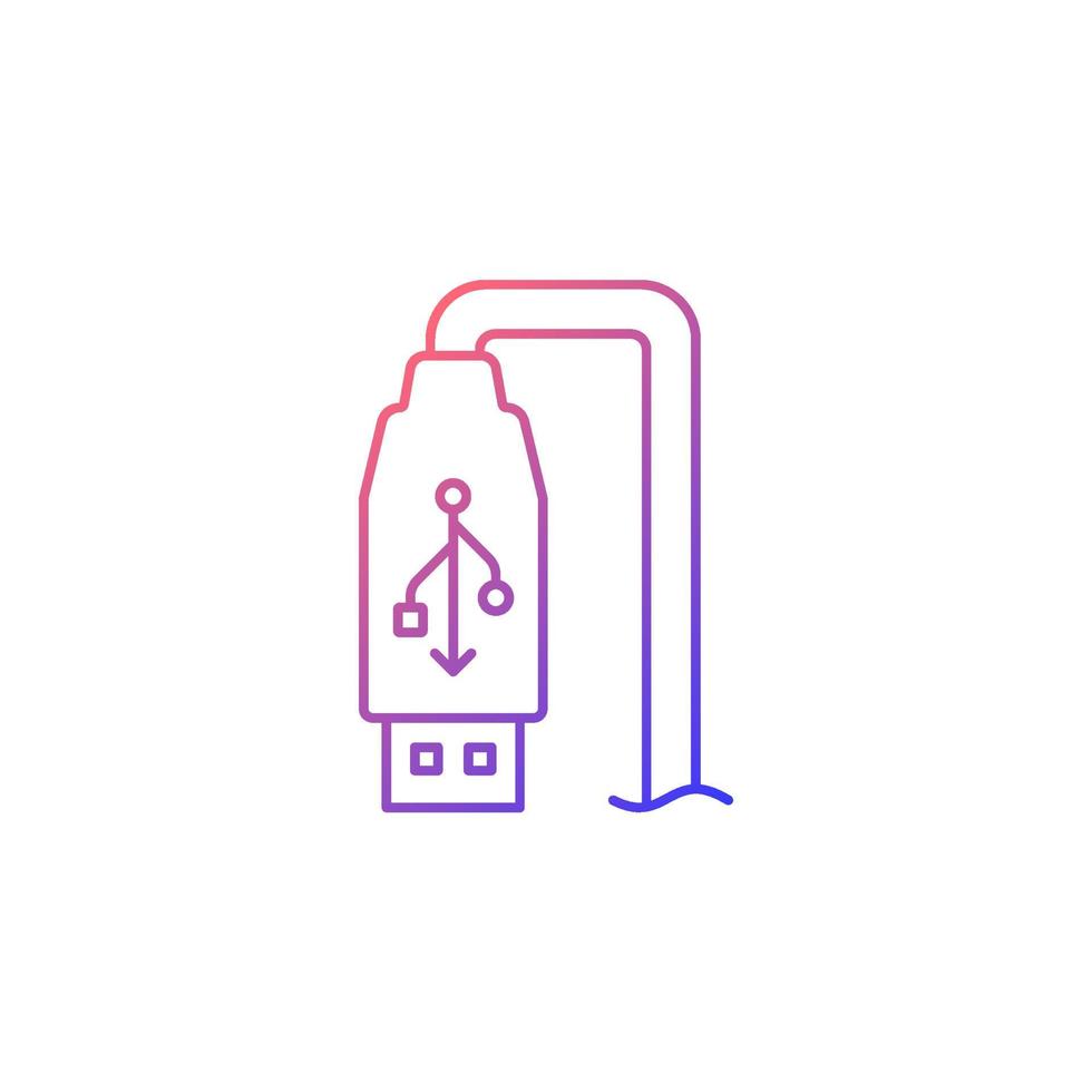 USB-Ausgabegradient linearer Vektor manuelles Label-Symbol