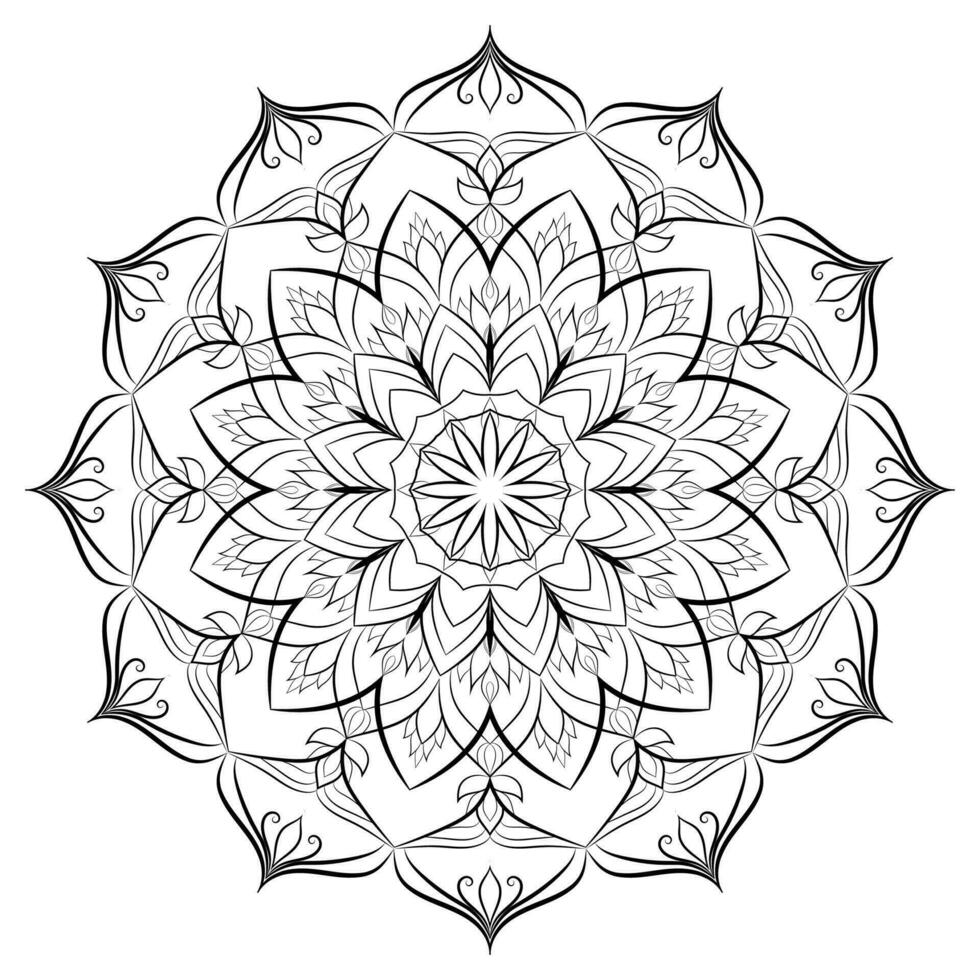 dekorativ runden Mandala Ornament im ethnisch orientalisch Stil. abstrakt Blumen- Muster zum Henna, mehendi, Tätowierungen, Schmuck. Färbung Seite zum Erwachsene. vektor