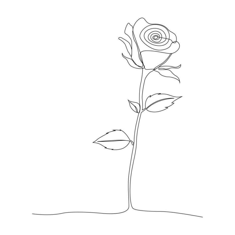 Rose Blume Symbol kontinuierlich einer Linie Zeichnung Gliederung Vektor Kunst