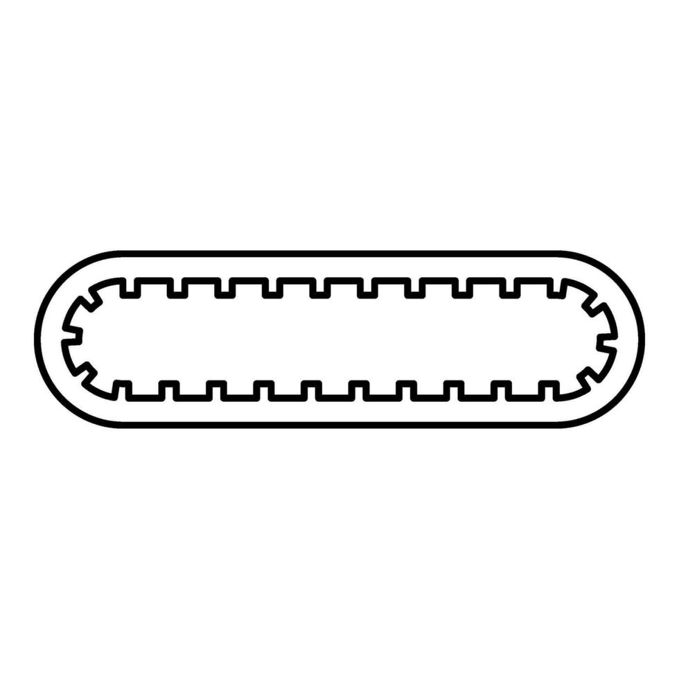 rem för motor tandad bälte för redskap cambelt tidpunkt gas distribution mekanism kontur översikt linje ikon svart Färg vektor illustration bild tunn platt stil