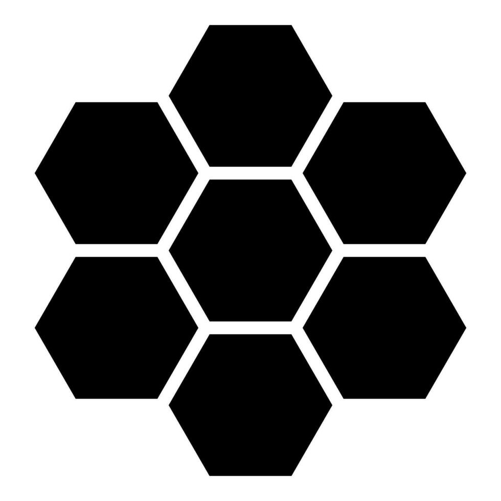 sechseckig Technologie Konzept Hexagon sechs Artikel Biene sota Geometrie sechs seitig Polygon Symbol schwarz Farbe Vektor Illustration Bild eben Stil
