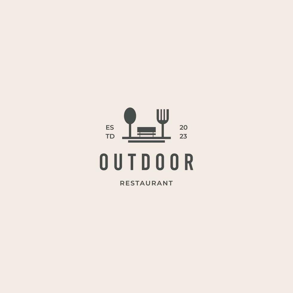 draussen Restaurant Logo Design retro Hipster Jahrgang vektor