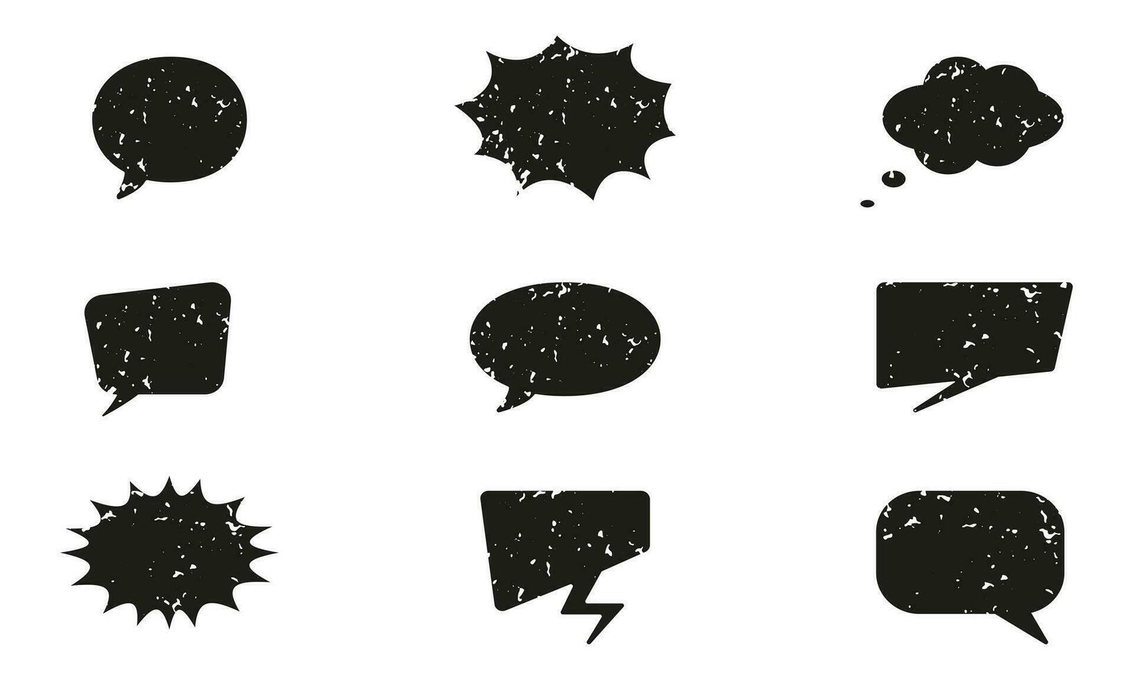 Tal bubbla grunge textur uppsättning. tom chatt moln bubbla i annorlunda former, tömma grov meddelande symbol samling. tala, prata, dialog skiss ikon. isolerat vektor illustration.