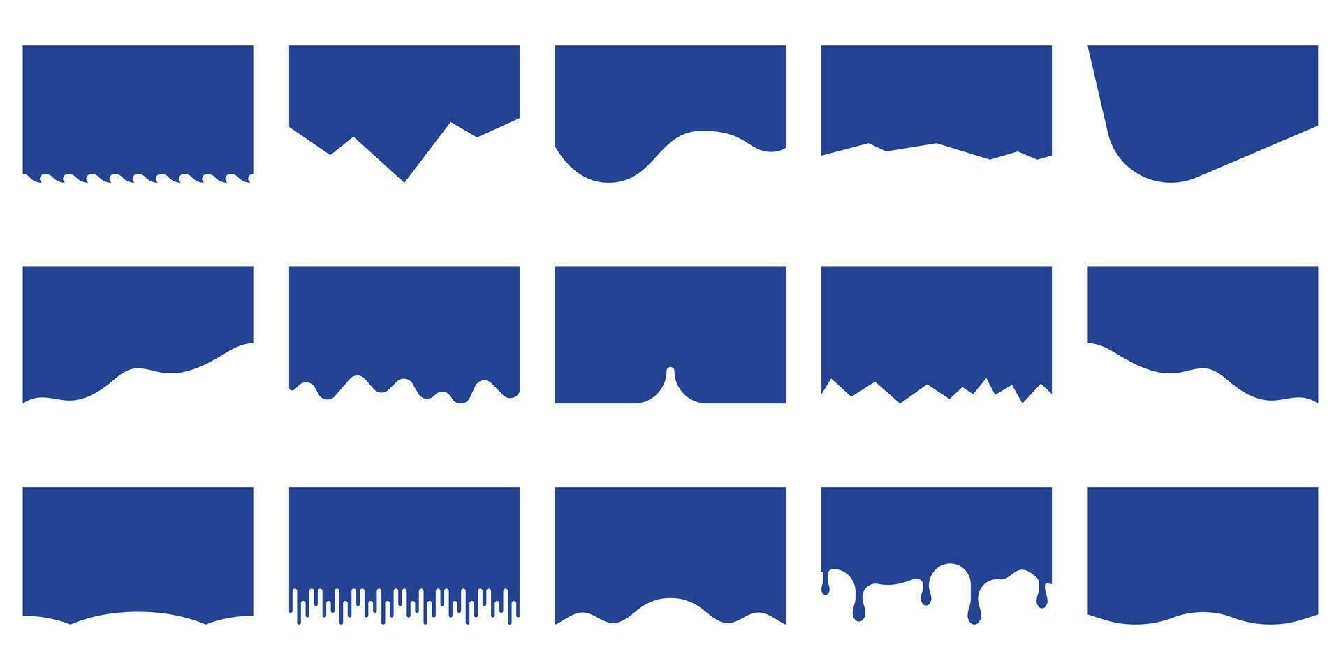 abstrakt design element för topp och botten webb sida. delare form för hemsida uppsättning. Vinka form, kurva linje, droppar separator effekter samling för baner, affisch, app. isolerat vektor illustration.