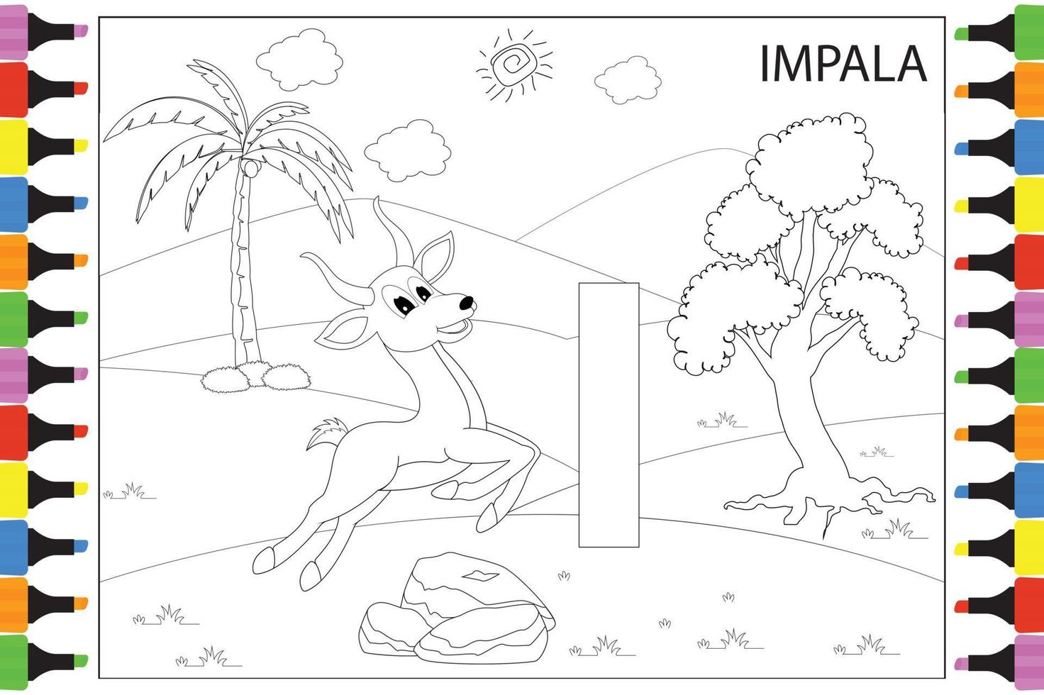 färga impala djur tecknad för barn vektor