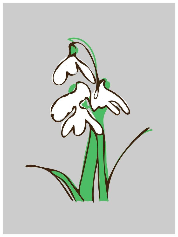 linje konst teckning av löv blomma med abstrakt former. abstrakt växt konst design för skriva ut, omslag, tapet, minimal vägg konst. vektor illustration.