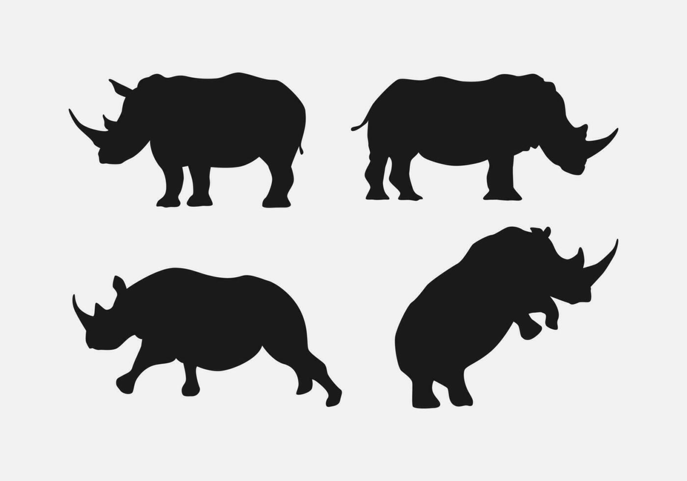 noshörning silhuetter samling uppsättning. för skriva ut, ikon, logotyp, klistermärke, och Övrig mönster. svartvit vektor illustration.