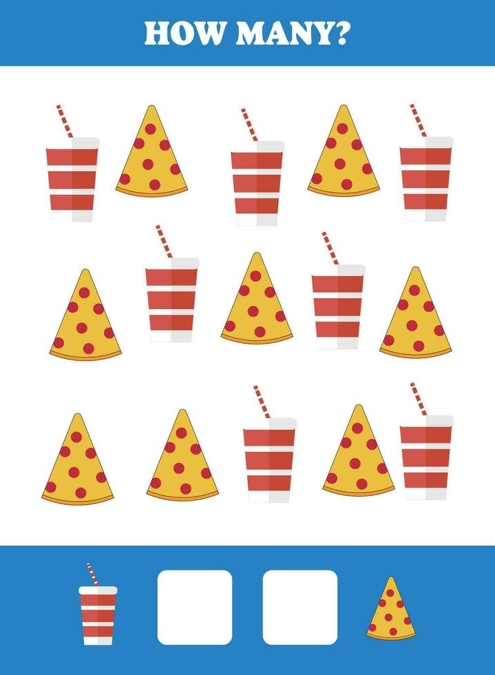 på vilket sätt många är där pedagogisk matematik spel för ungar. tryckbar kalkylblad design för förskola, dagis eller elementärt studenter. inlärning matematik. räkning träning. vektor