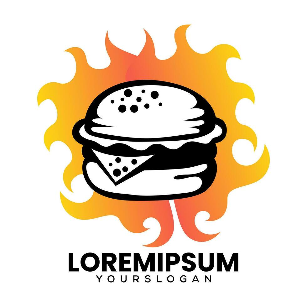 Burger Feuer Symbol Logo Design vektor