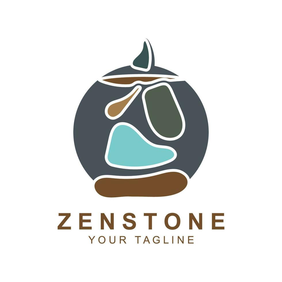 zen sten silhuett logotyp vektor illustration design med kreativ aning