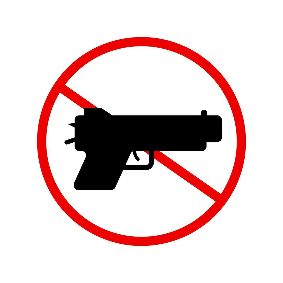 Nej pistol tillåten tecken. pistol förbjuden. vektor. vektor
