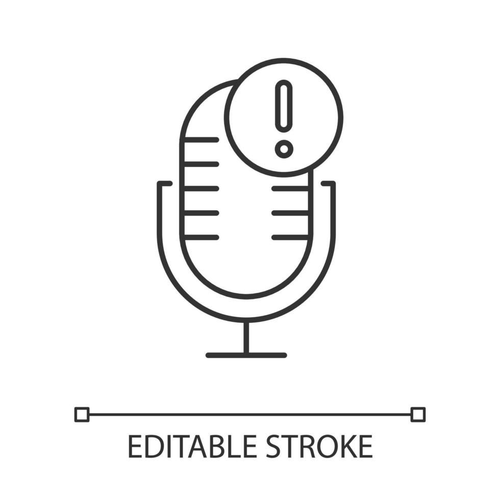 mikrofon tekniskt fel linjär ikon vektor
