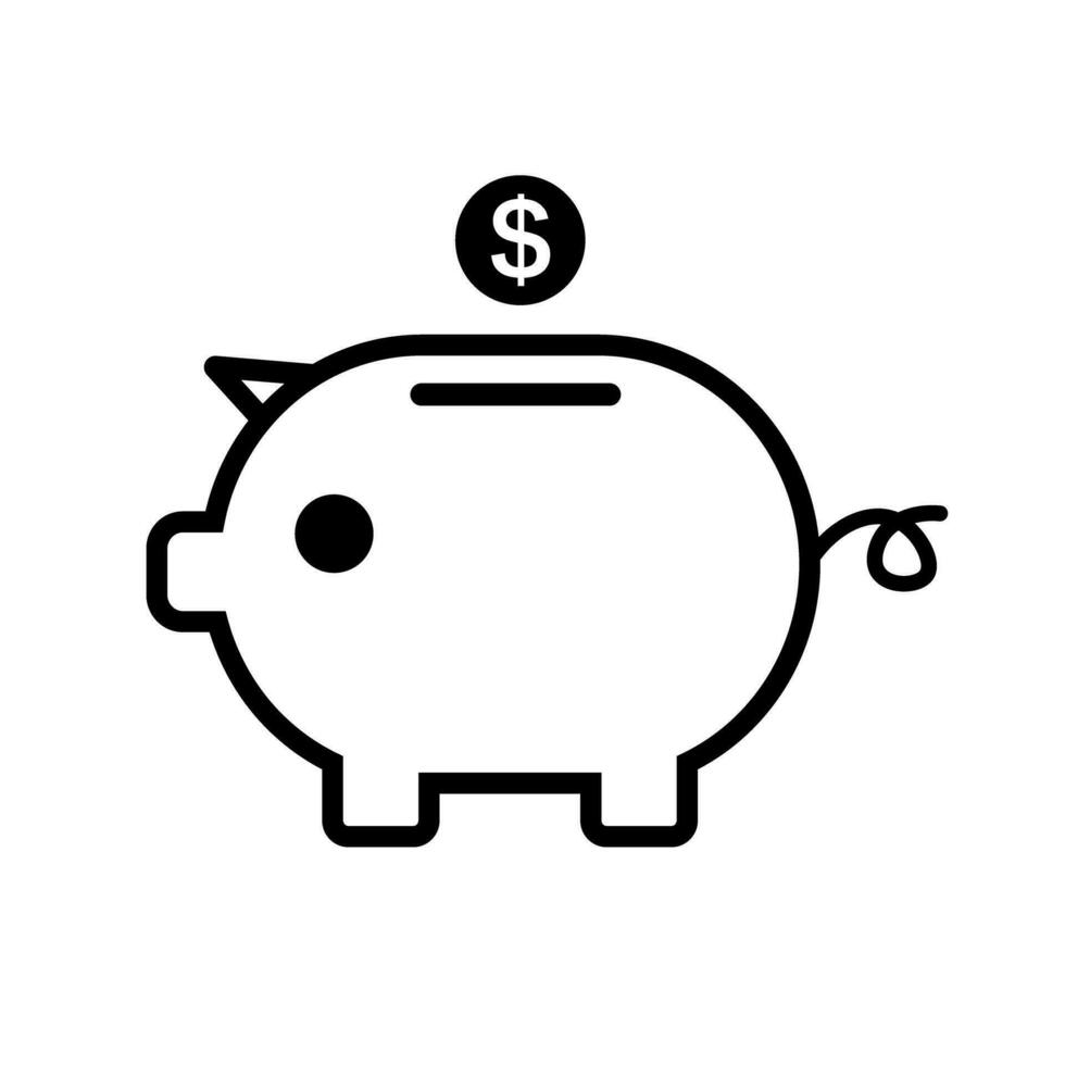 Dollar Münze und Schweinchen Bank. Finanzen und sparen. Vektor. vektor