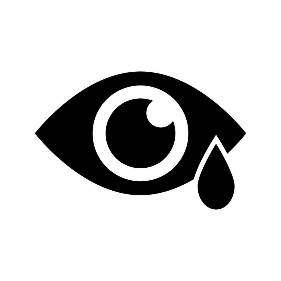 Weinen Auge mit Tränen Silhouette Symbol. Vektor. vektor