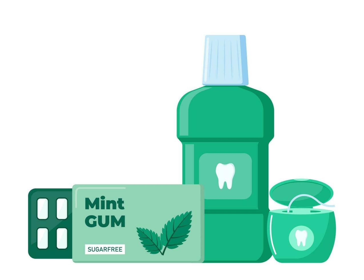 Werkzeuge und meint zum Dental Hygiene. Oral Pflege und Hygiene Produkte. Vektor Illustration.