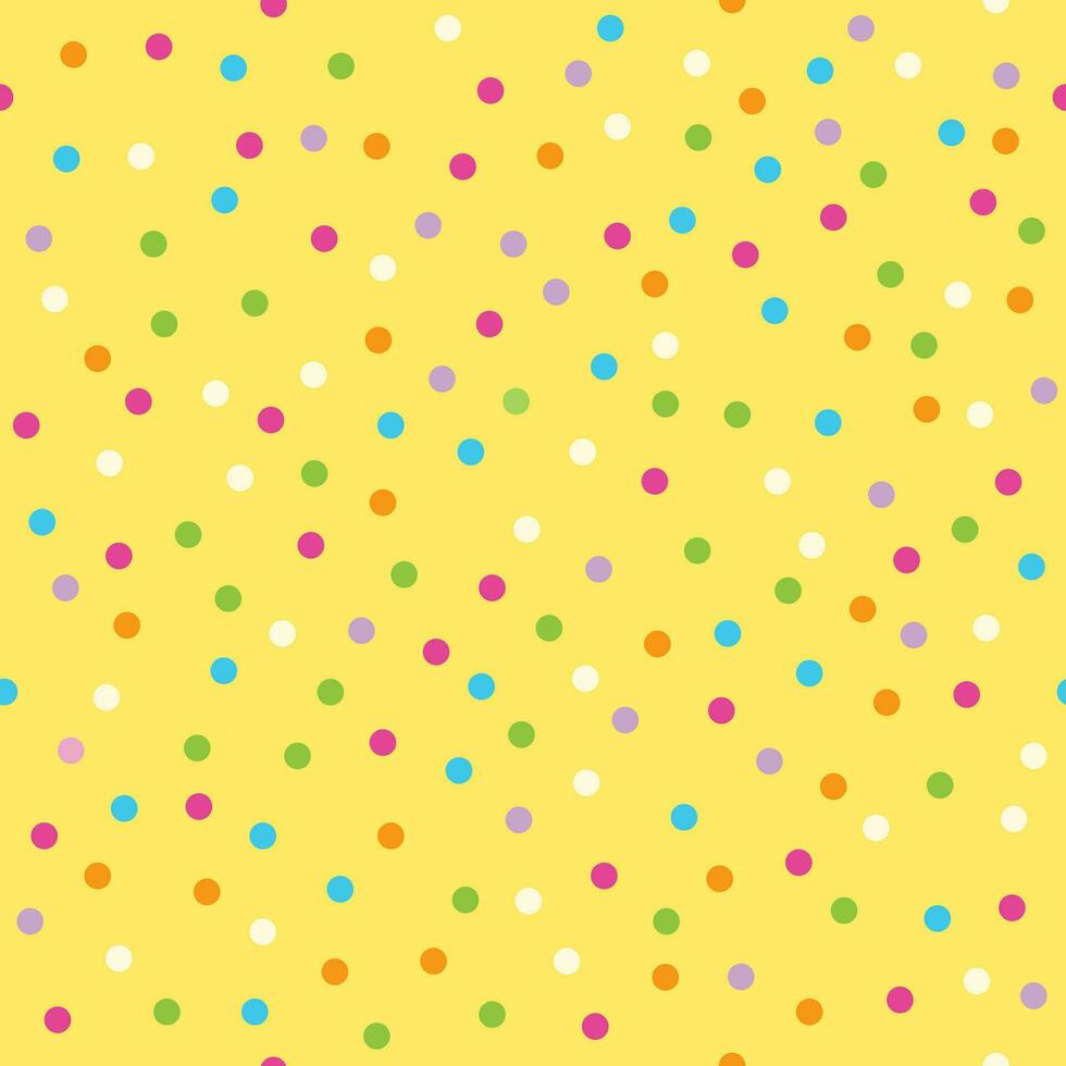 Gelb Feier Konfetti nahtlos Muster mit bunt Punkte vektor