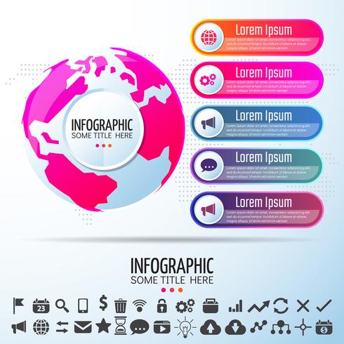 World Map Infographics Design Mall vektor