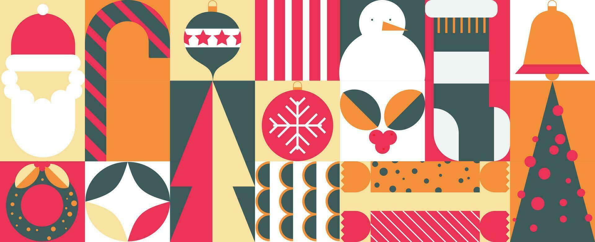 glad jul och Lycklig ny år mönster bakgrund vektor. dekorativ element av snöflinga, snögubbe, tomte, krans. design för baner, kort, omslag, affisch, advertising.wallpaper, förpackning. vektor