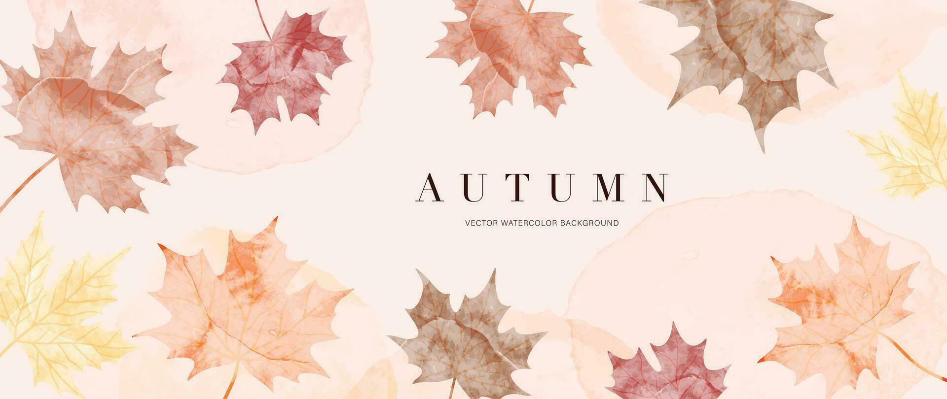 Herbst Laub im Aquarell Vektor Hintergrund. abstrakt Hintergrund Design mit Ahorn Blätter, Linie Kunst. elegant botanisch im fallen Jahreszeit Illustration geeignet zum Stoff, Drucke, Abdeckung.