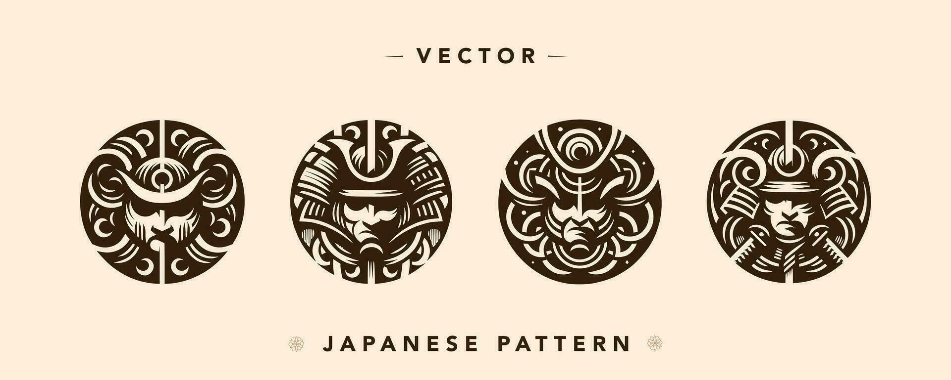 Vektor Samurai Symbol einstellen mit japanisch Muster