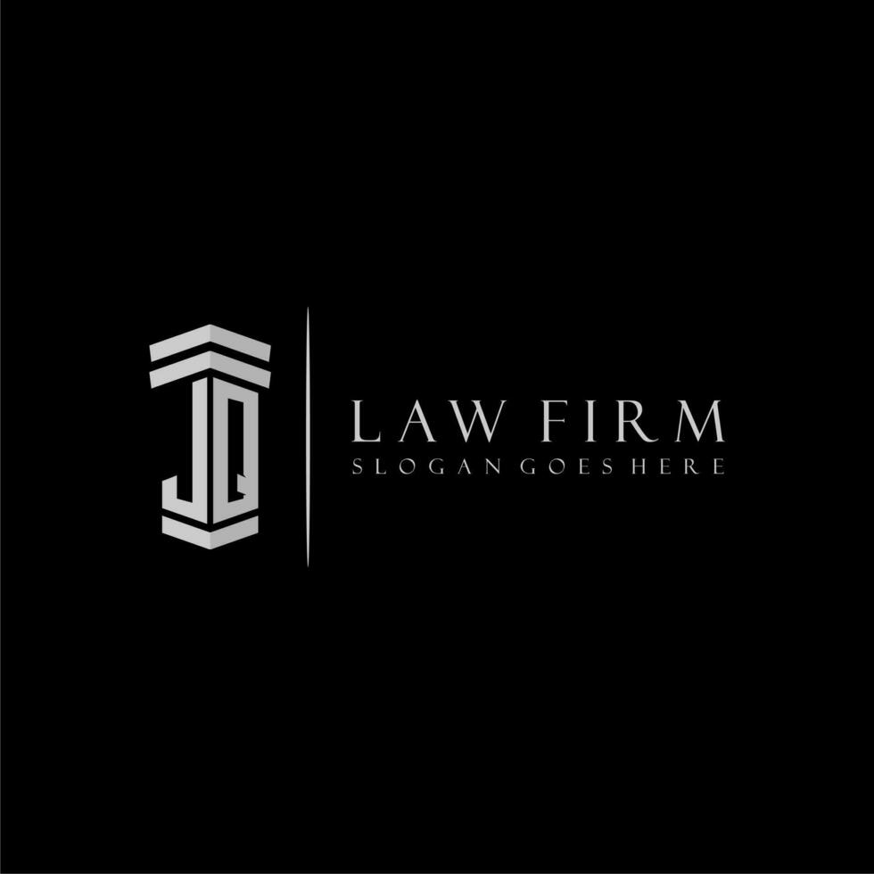 jq första monogram logotyp advokatbyrå med pelare design vektor