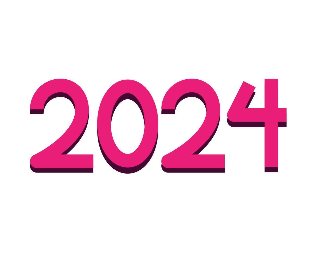 Lycklig ny år 2024 abstrakt rosa och lila grafisk design vektor logotyp symbol illustration