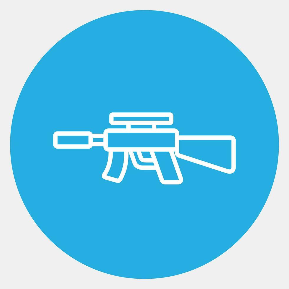ikon maskin pistol. militär element. ikoner i blå runda stil. Bra för grafik, affischer, logotyp, infografik, etc. vektor