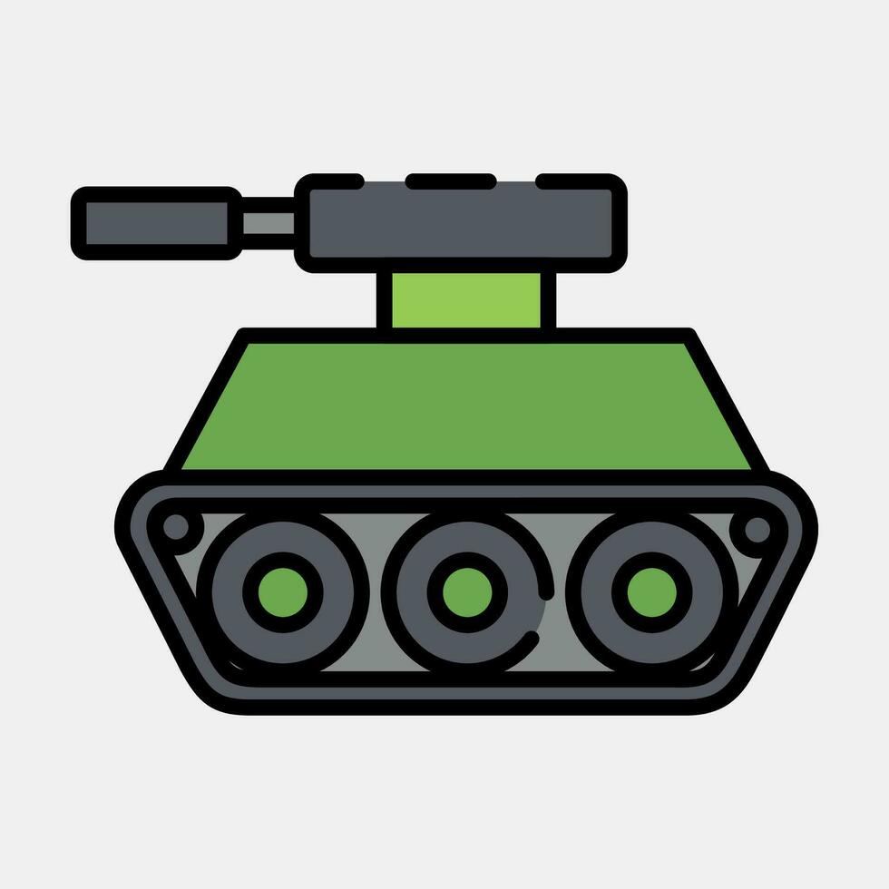 ikon tank. militär element. ikoner i fylld linje stil. Bra för grafik, affischer, logotyp, infografik, etc. vektor