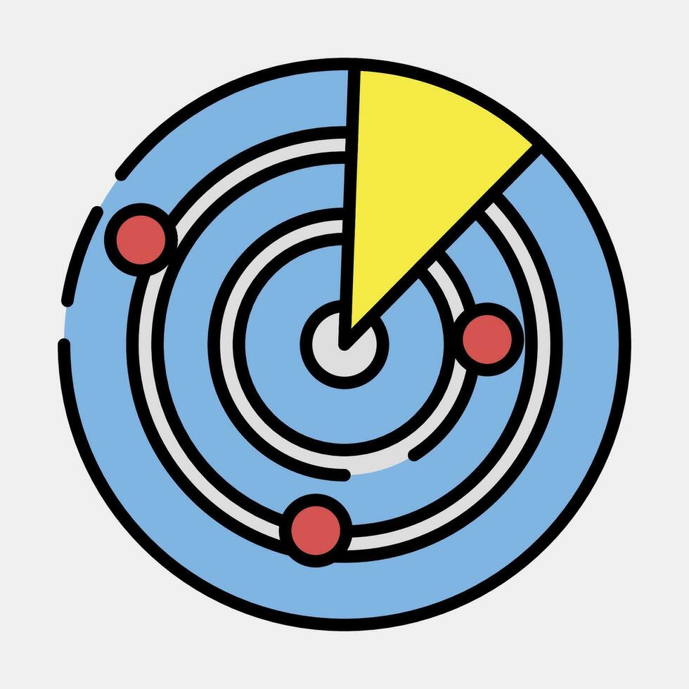 ikon radar. militär element. ikoner i fylld linje stil. Bra för grafik, affischer, logotyp, infografik, etc. vektor