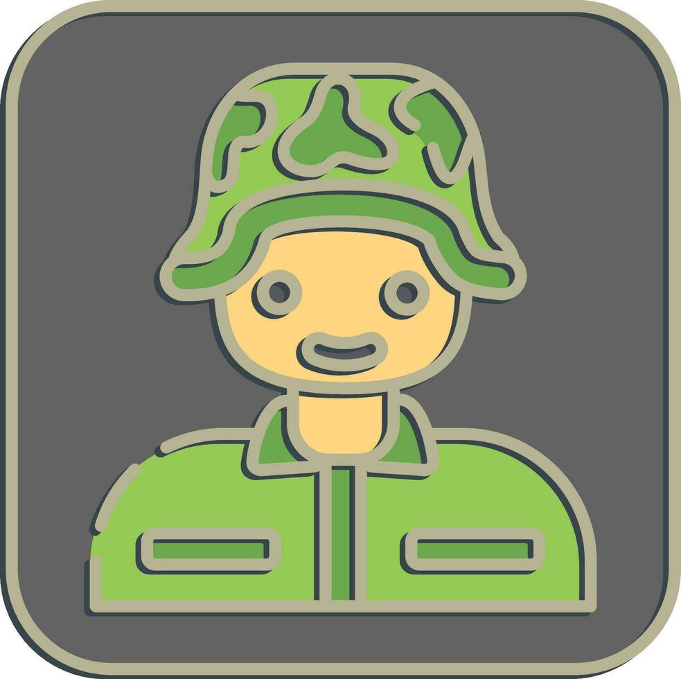 Symbol Soldat. Militär- Elemente. Symbole im geprägt Stil. gut zum Drucke, Poster, Logo, Infografiken, usw. vektor