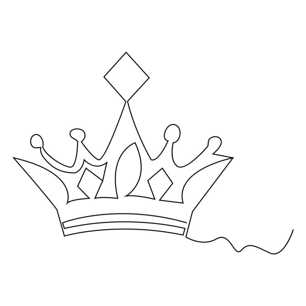 kung krona kontinuerlig ett linje vektor konst teckning och illustration