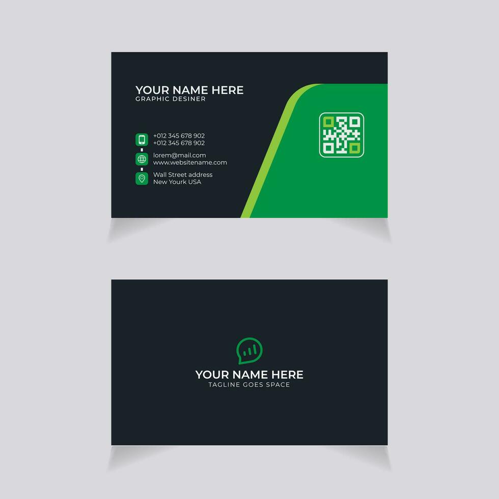 vektor grön svart enkel minimalistisk modern professionell företag kort mall