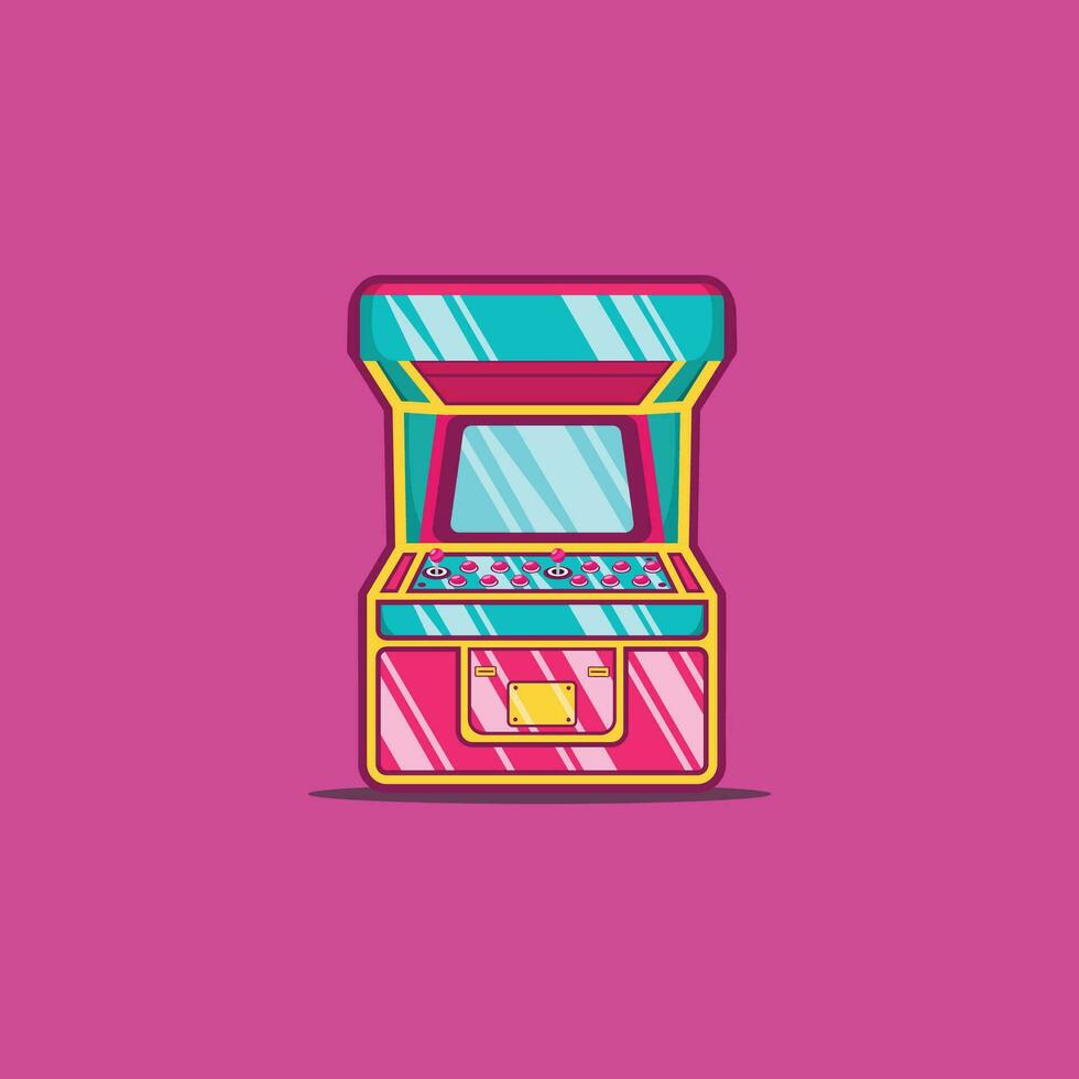 retro Arkade Spiel Maschine Vektor Symbol Illustration alt Video Spiel Karikatur Prämie eben Design