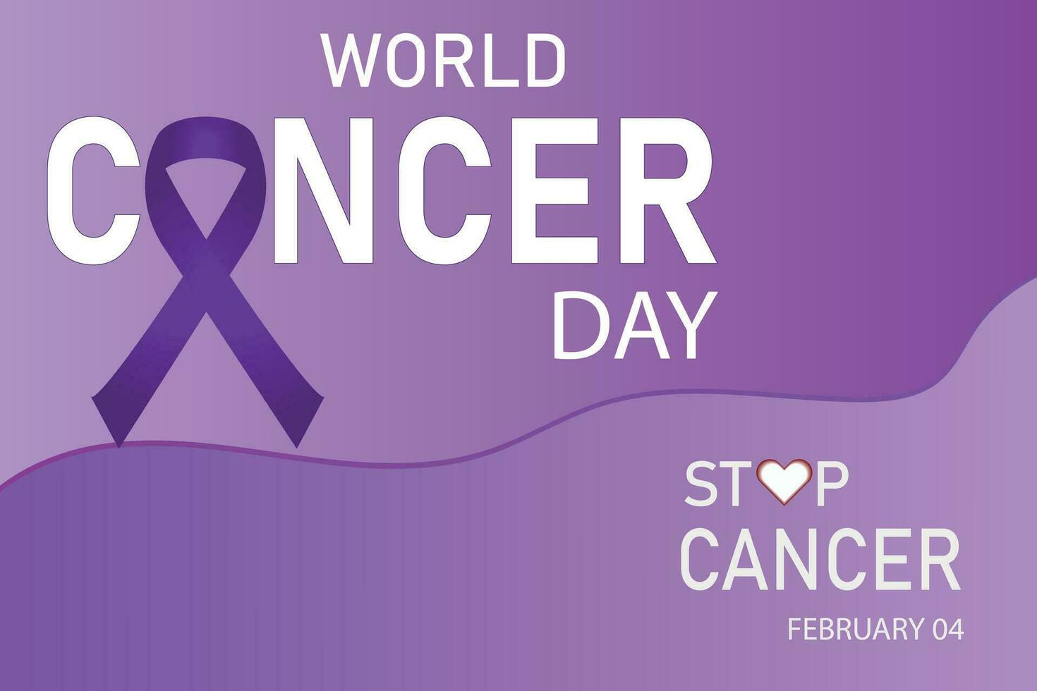 värld cancer dag illustration. sluta cancer. baner på en lila bakgrund. värld cancer dag, februari 4:a, vektor design.
