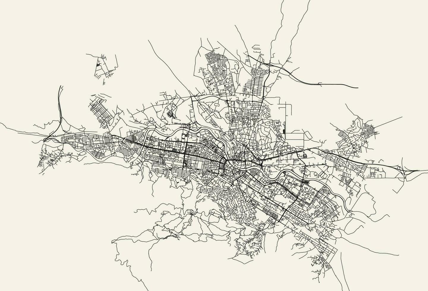 vektor stad väg Karta av skopje, norr macedonia