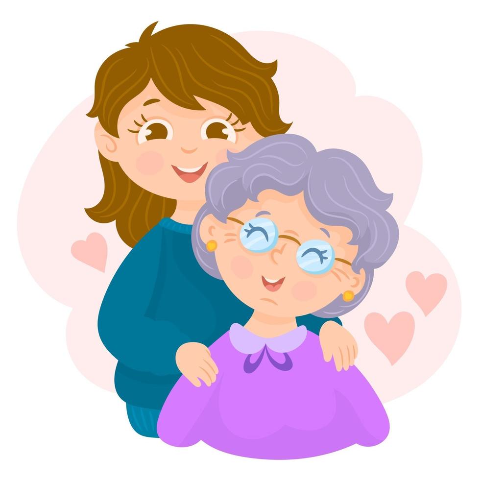 Großmutter, die Liebe gibt. schöne zeit zu hause vektor