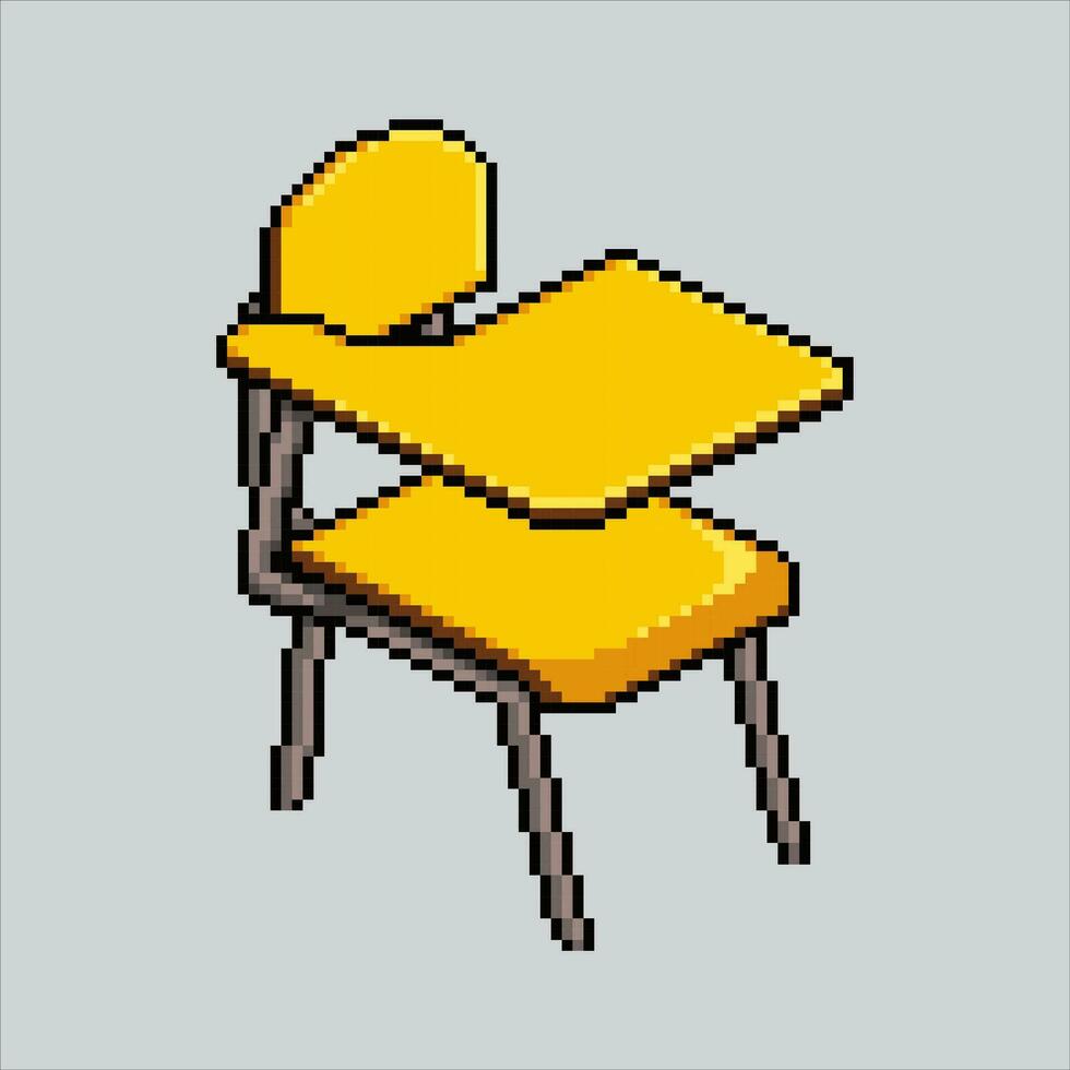 Pixel Kunst Illustration Schule Schreibtisch. pixelig Stuhl. Schule Schreibtisch Tabelle Stuhl Klassenzimmer pixelig zum das Pixel Kunst Spiel und Symbol zum Webseite und Video Spiel. alt Schule retro. vektor